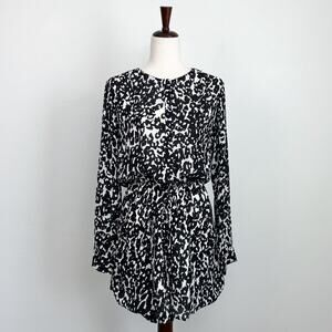 A.L.C. Simona Silk Leopard Drawstring Waist Shirt Dress